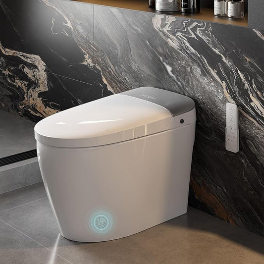 Smart Toilet, Bidet Toilet with Pump Assisted,Auto Dual Flush, Foam Shield, Foot Sensor Operation, 12-Inch Rough-In, Heated Bidet Seat, Warm Water & Dryer LED Display & Night Light (ST-A01)