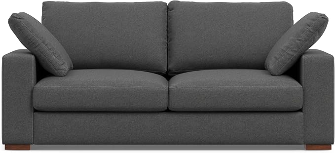 SIMPLIHOME Charlie Sofa in 100% Recycled Polyester Tightly Woven Performance Fabric, Pebble Grey, 78-inches Wide, Handcrafted Contemporary Style Loveseat Sofa or Couch for Living Room