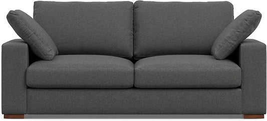 SIMPLIHOME Charlie Sofa in 100% Recycled Polyester Tightly Woven Performance Fabric, Pebble Grey, 78-inches Wide, Handcrafted Contemporary Style Loveseat Sofa or Couch for Living Room