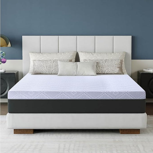MLILY EGOHOME 10 Inch King Mattress, Charcoal Gel Cooling Memory Foam Mattress in a Box, Medium Fiberglass Free Mattresses, CertiPUR-US Certified, Grey