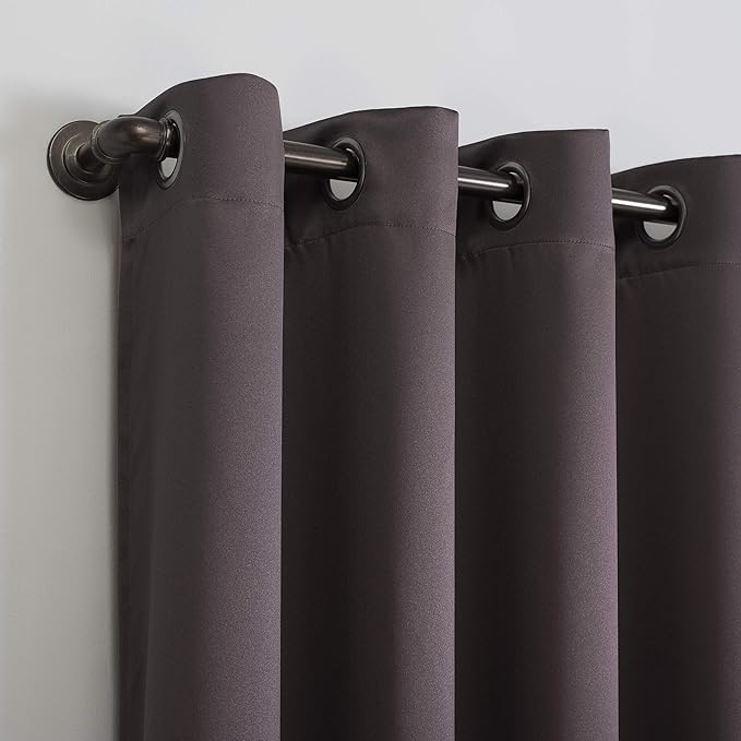 Sun Zero Nordic Theater Grade Extreme 100% Blackout Grommet Curtain Single Panel, 52" x 108", Fig