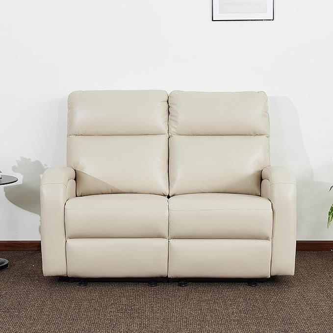 MCombo 56" Zero Wall Recliner Loveseat, 2-Seat Power Wall Hugger Sofa with USB & Type-C Dual Ports, for Small Space, Living Room, RV PR646M1 (Beige, Loveseat)