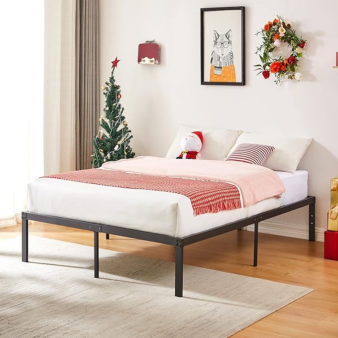 VECELO 14.2" Full Size Bed Frame Metal Platform/Mattress Foundation/No Box Spring Needed