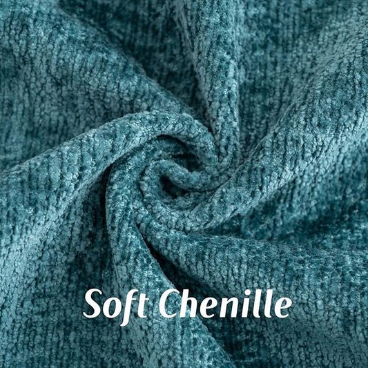 FUTEI Teal Chenille Throw Pillow Covers 26x26 Inch Set of 2,Soft Cozy Bound Edge Design Euro Pillow Sham,Home Decor for Couch Bed Living Room