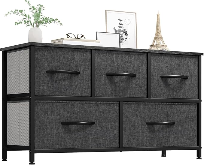 YITAHOME Dresser for Room with 5 Drawers - Fabric Storage Tower, Long Fabric Dresser, Organizer Unit for Closet, Hallway