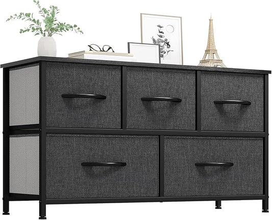 YITAHOME Dresser for Room with 5 Drawers - Fabric Storage Tower, Long Fabric Dresser, Organizer Unit for Closet, Hallway