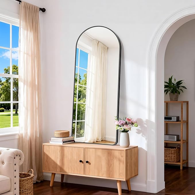 FORBATH Large Arched Wall Mirror 60x24 Inch, Black Arch Full Length Mirror with Aluminum Frame for Bedroom, Fireplace,Entryway,Living Room,Home Decor,Hanging or Leaning Against Wall