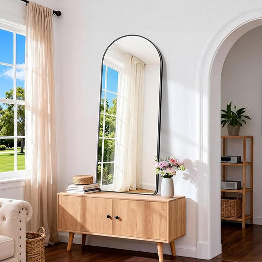 FORBATH Large Arched Wall Mirror 60x24 Inch, Black Arch Full Length Mirror with Aluminum Frame for Bedroom, Fireplace,Entryway,Living Room,Home Decor,Hanging or Leaning Against Wall