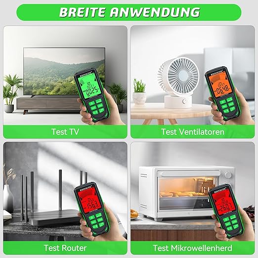 RDINSCOS EMF Detector, Detect All 3 Types of Electromagnetic Radiation Field in 1 EMF Meter for 5G, WiFi and Smart Meters, EMF Reader for Ghost Hunting Equipment Home, Office (Green)