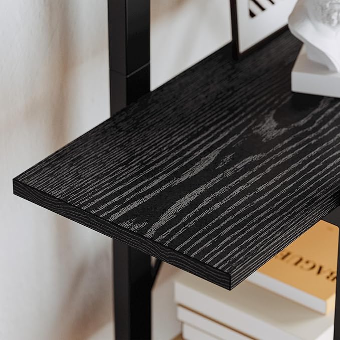 IRONCK Bookshelves Triple Wide 5 Tiers Large Open Shelves, Display Shelf with Back Fence for Home Office Decor, Easy Assembly, Vintage Black