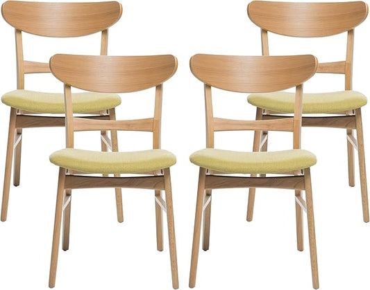 Christopher Knight Home Gloria Mid-Century Modern Dining Chairs (Set of 4), Green Tea and Natural Oak