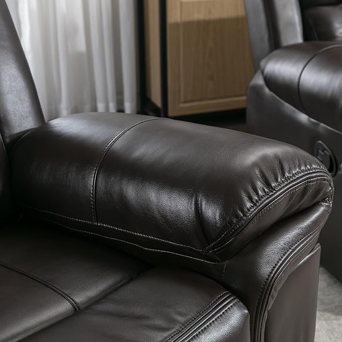 ERYE 73-Inch Oversized Manual Reclining Sofa with LED Strip and Cupholders for Living Room Home Theater, Multifunctional Faux Leather Loveseat Manual Recliner Couches | Storage Console, Cup Holder, LED Light Strips
