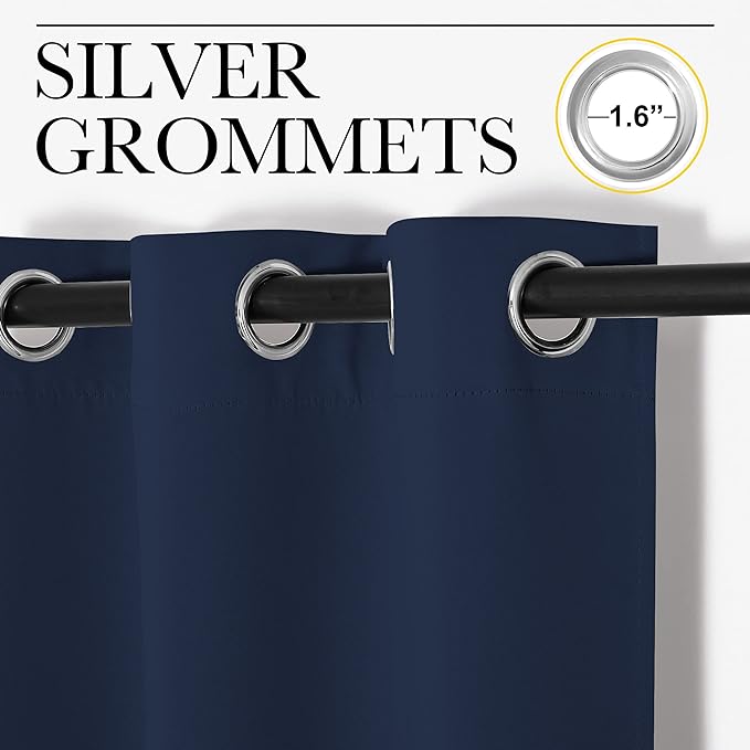 NICETOWN Room Dividers Curtain Screens Partitions, Premium Heavyweight Laundry Room Divider for Office, Vintage and Sliding Room, Including 16 Silver Ring Top (Navy, 1 Panel, 15ft Wide x 7ft Long)