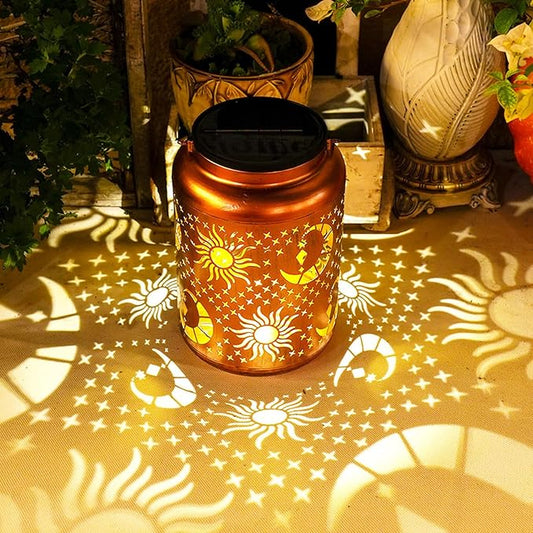 Sun Moon Solar Lanterns Outdoor Waterproof, 14.6'' Large Lamps, Upgraded 2000mAH Battery, Metal Christmas Gift, Birthday Gifts for Women Mom Grandma, Garden Yard Patio Lawn Pathway Decor