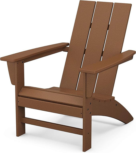 POLYWOOD Modern Adirondack Chair – All-Weather Outdoor Lawn Adirondack Chairs – HDPE, Fade-Resistant & Durable Outdoor Furniture – For Patio, Deck & Fire Pit Chairs – Teak Brown