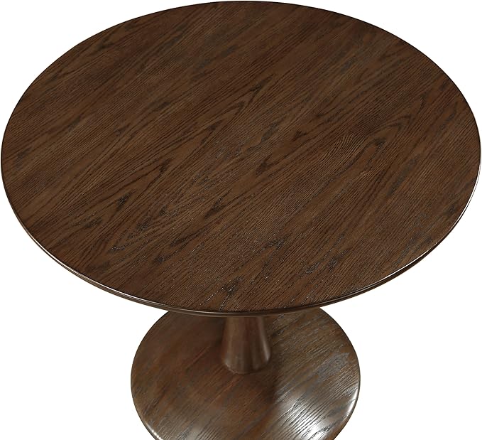 Meridian Furniture 914Brown-T Holly Collection Mid-Century Modern Dining Table with Rich Brown Finish, Solid Wood, Oak Veneer, 36" W x 36" D x 30" H, Brown