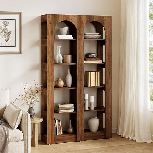 LITTLE TREE 5-Tier Wooden Bookshelves and Bookcases, Free-Standing Display Storage Shelves, 70.87 Inch Tall Furniture for Home Office, Living Room, Bed Room, Brown