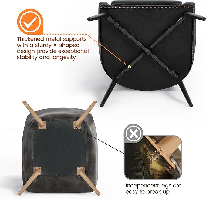 Yaheetech Modern Accent Chair, Faux Leather Retro Armchair, Upholstered Barrel Chair with Metal Leg and Comfy Seat Cushion for Living Room Bedroom, Black