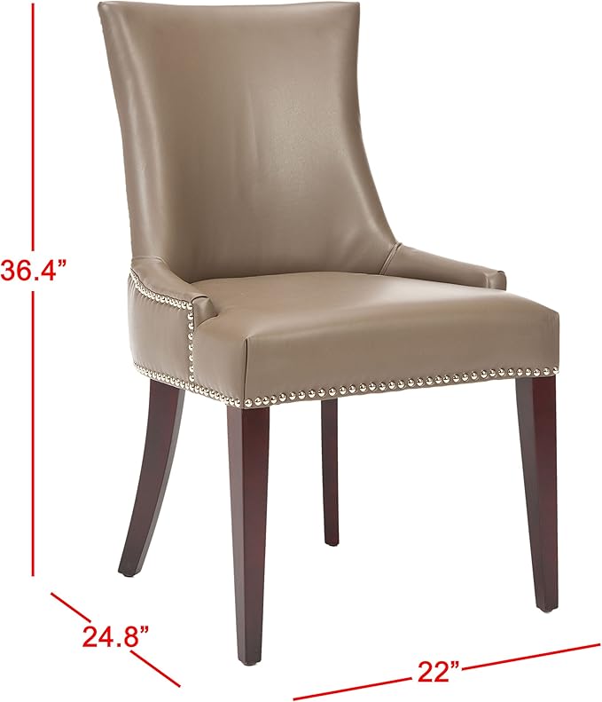 Safavieh Mercer Collection Eva Leather Dining Chair with Trim Nail Head, Grey