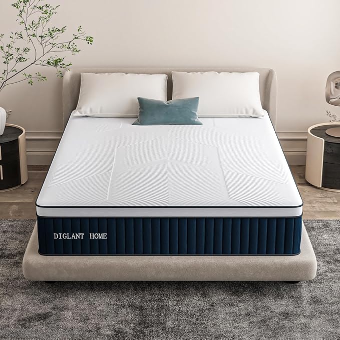Queen Mattress, 14Inch Medium Plush Supportive Memory Foam Hybrid Mattress, Pressure Relief 7-Zone Individual Pocket Springs Queen Size Mattress in a Box, CertiPUR-US Certified, 60"*80"