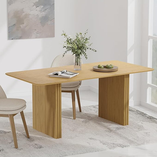 Casaphoria 67" Rectangular Dining Table, Modern Kitchen Table for 4-6, Farmhouse Style Large Table, Easy Assembly for Living Room, Kitchen, Bar, Natural Wood