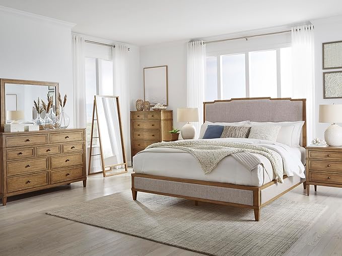 Signature Design by Ashley Sharlance Casual 3-Drawer Nightstand with Felt-Lined Top Drawer, Power Supply and USB Ports for Bedroom, Light Brown