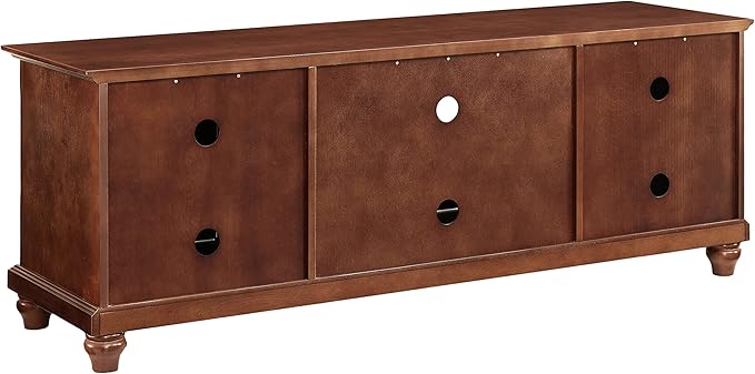 Crosley Furniture Cambridge Low Profile TV Stand for 65+ inch TVs, Entertainment Center with Storage Shelves, Vintage Mahogany