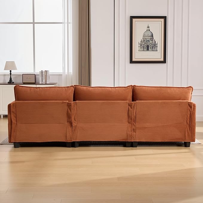 103" Oversized Modular Sectional Sofa Couch with Reversible Ottoman, Free Combination Convertible Corner Couch,Corduroy Upholstered Cloud Sectional Couch with Side Pockets | Multiple Cushions, DIY Combination, Removable Cover