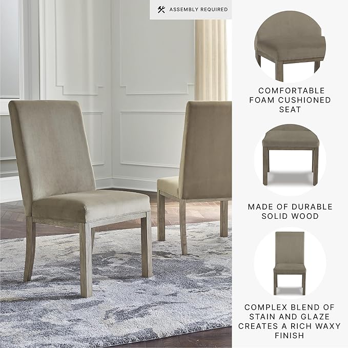 Signature Design by Ashley Chrestner Contemporary Upholstered Dining Chair, 2 Count, Gray & Brown