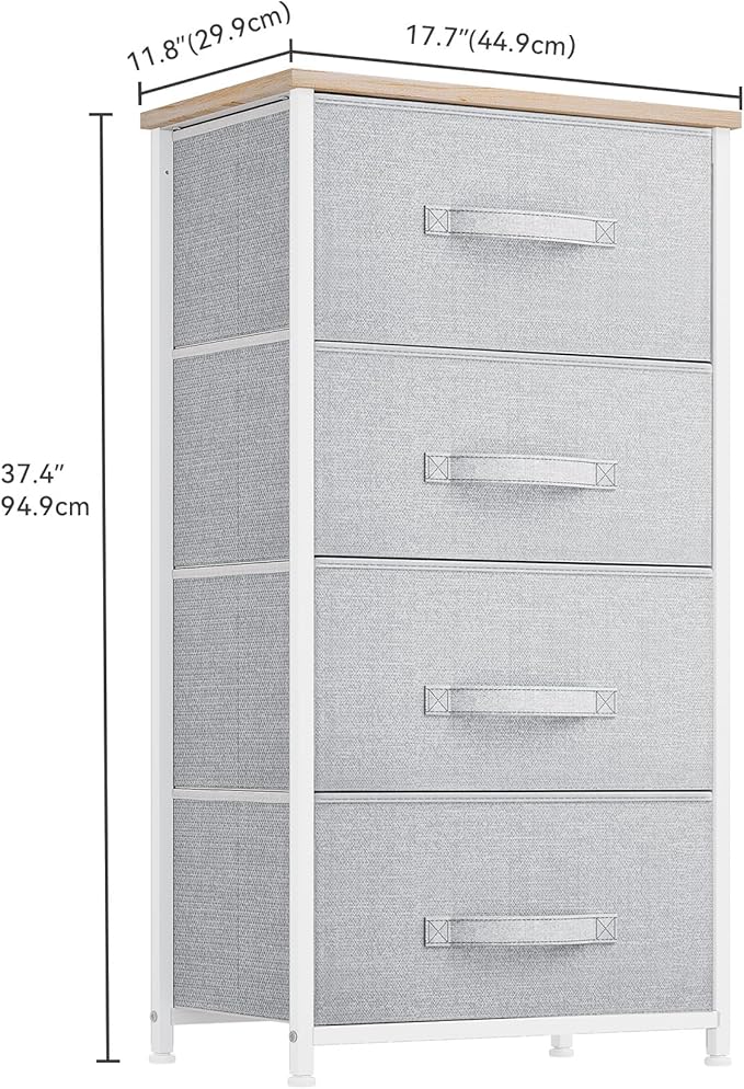 YITAHOME Dresser with 4 Drawers - Fabric Storage Tower, Organizer Unit for Living Room, Hallway, Closets