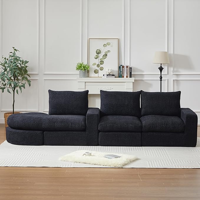 Boneless Sectional Sofa Couches with Chaise Lounge, Comfy Upholstered Compressed Cloud Sectional Sofa Floor Couch for Living Room Apartment,Deep Seat Sofa & Couches | Deep Seat, Wider Armrest, Free Combination