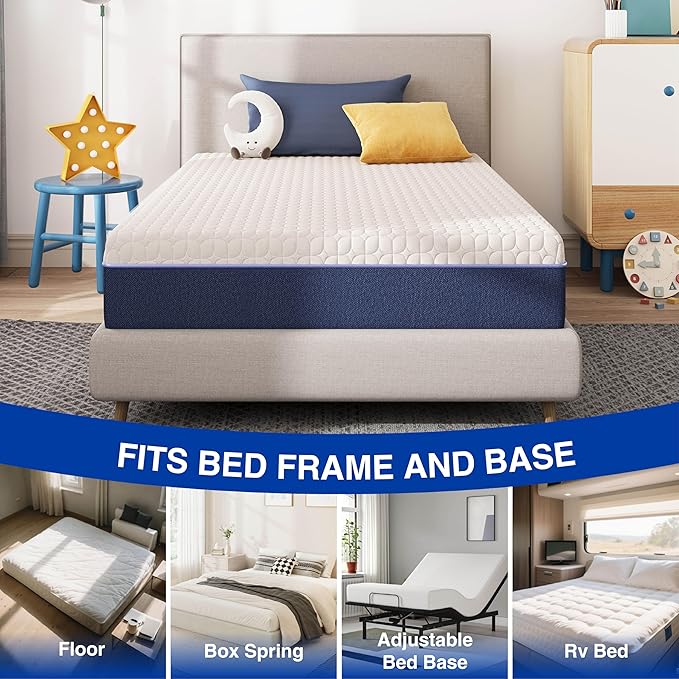 8 Inch Full Size Mattress, Gel Cooling Memory Foam Mattress, Pressure Relief, Medium Plush Feel, Mattress in a Box, CertiPUR US Certified