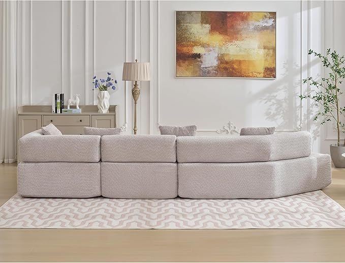 140" L-Shape Couch,Modern Minimalist Sleeper Sofa,Modular Sectional Couches with Chaise,Free Combination Foam-Filled Furniture,4 Seats Corner Chair for Dorm,Apartment,Studio,Office,Gray