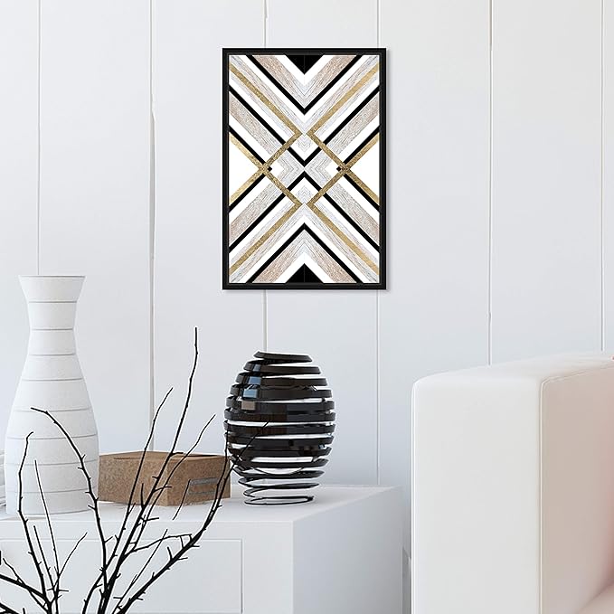 The Oliver Gal Artist Co. Abstract Framed Wall Art Canvas Prints 'Earthy Lux' Geometric Home Décor, 10" x 15", Brown, Gold