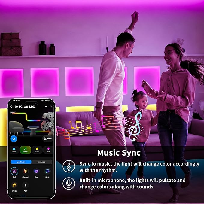 KSIPZE 100FT Smart WiFi LED Strip Lights, RGB+IC LED Lights for Bedroom, APP Control LED Lights Compatible with Alexa, Music Sync, DIY, Flexible Color Changing LED Strip Lighting for Home Room Decor