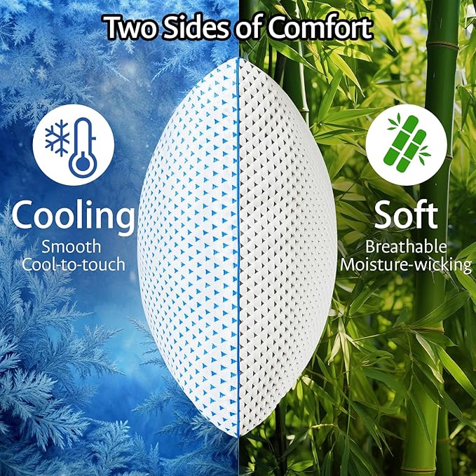 Cooling Pillows King Size 1 Pack for Sleeping, Adjustable Shredded Gel Memory Foam Cool Pillows for Side, Back, Hot Sleeper, Medium Firm for Neck Pain Relief, Washable Removable Cover, CertiPUR-US