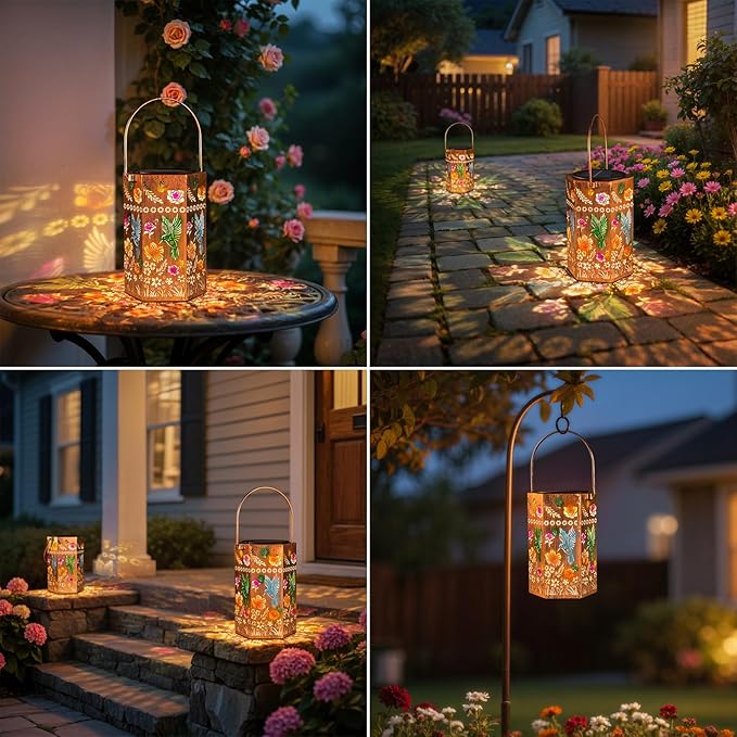 Solar Lanterns Outdoor Waterproof - Hummingbird Metal Hanging Lantern Garden, Patio, Pathway Decorative Light Gift for Moms Women Mother Grandma (1 Pack)