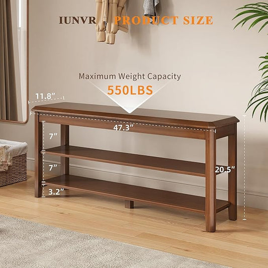 Shoe Rack for Front Door Entrance, Solid Wood Shoe Bench for Closet, Holds Up to 550lbs, Shoe Rack Bench for Entryway, Mudroom, Hallway