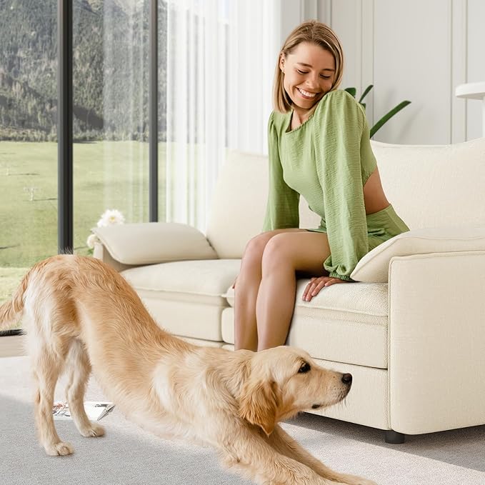 Vesgantti 74" Loveseat Sofa for Living Room, Comfy Cloud Couch Deep Seat Chenille Modern 2 Seater Small Sofa with Armrest Pillow, Easy Assembly for Small Spaces, Beige | Sink-in Comfort, Height Adjustable, Easy Rearrangement, Extra-deep Ottoman, Solid ...