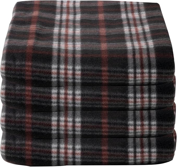 Trail maker 24 Pack Bulk Plaid Sherpa Fleece Throw Blankets 50 x 60 for Wedding Guests, Homeless, Pets | Plaid Fleece Throw Blankets Bulk