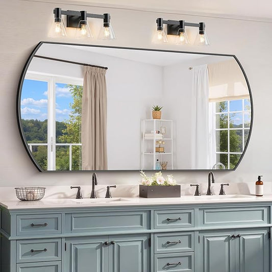 Bathroom Mirror, 30x55 Inch Black Oval Wall Mounted Mirror with Thin Metal Frame, Modern Bathroom Vanity Mirrors for Over Sink, Entryway, Living Room, Bedroom