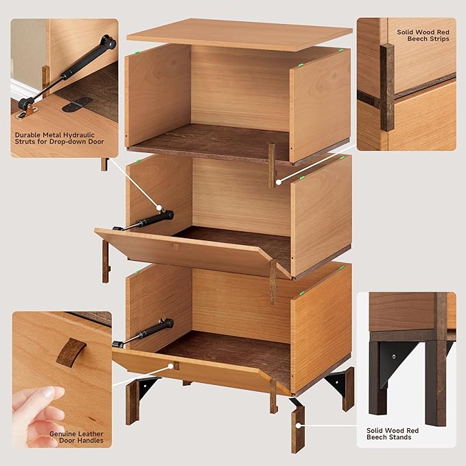 Sebastack Sideboard, Buffet Cabinet with 2 Drawers & Open Storage, Easy Assembly Coffee Bar Wood Buffet Table for Kitchen, Dining Room, Bathroom, Office, Hallway, Beech Color (1 pcs)