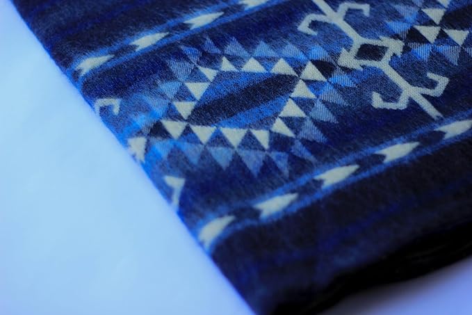 Alpaca Wool Blanket | Twin Size Throw Blanket | 70 x 45 inches | Soft, Hypoallergenic and Breathable | Lightweight Warm | Bed, Couch, Outdoor or Picnic Blanket (Blue)