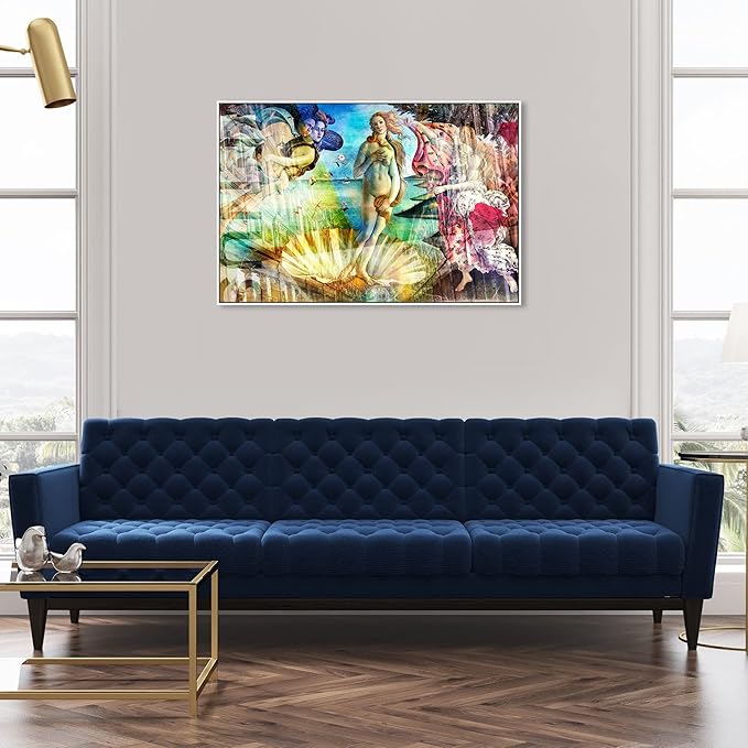 The Oliver Gal Artist Co. Spiritual and Religious Wall Art Framed Canvas Prints 'Birth of Venus - Botticelli' Zodiac