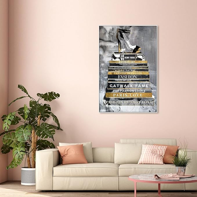 The Oliver Gal Artist Co. Fashion and Glam Wall Art Framed Canvas Prints 'Fashion Thoughts Noir Classic' Shoes
