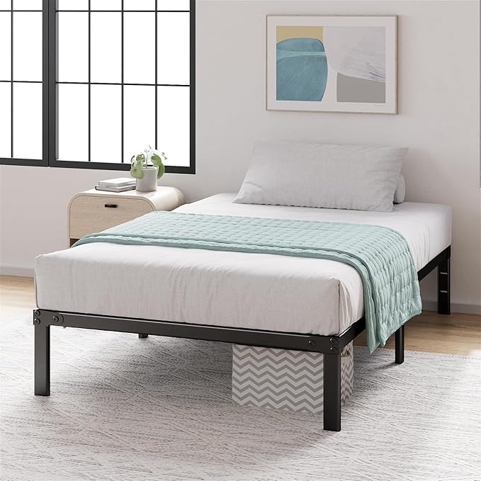 ZINUS Yelena 14 Inch Twin Metal Platform Bed Frame, Steel Slat Support, No Box Spring Needed, Eco Friendly WonderBox(TM) Packaging, Easy Assembly, Black