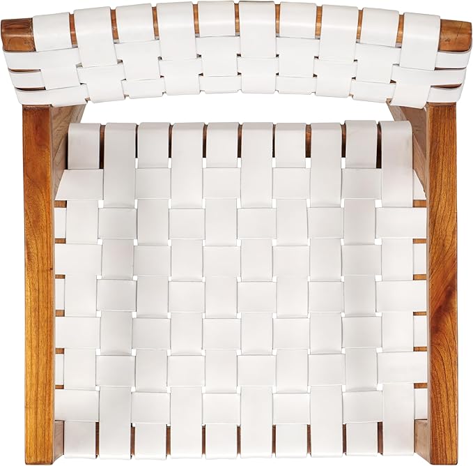 SAFAVIEH Home Collection Cire White Faux Leather/Natural Solid Wood Dining Chair
