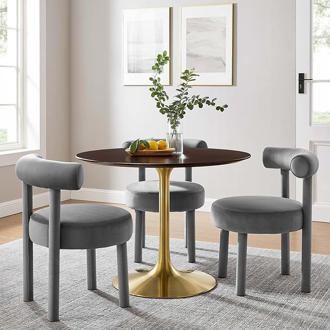 Modway Lippa Dining Table, 40", Gold Cherry Walnut