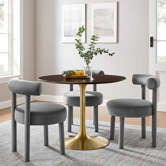 Modway Lippa Dining Table, 40", Gold Cherry Walnut