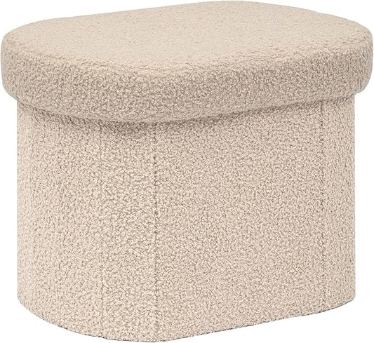PINPLUS Storage Ottoman Boulce Tufted Folding Small Ottomans Bench Foot Rest with Storage 16.1"x12.2"x12.2" (Beige)